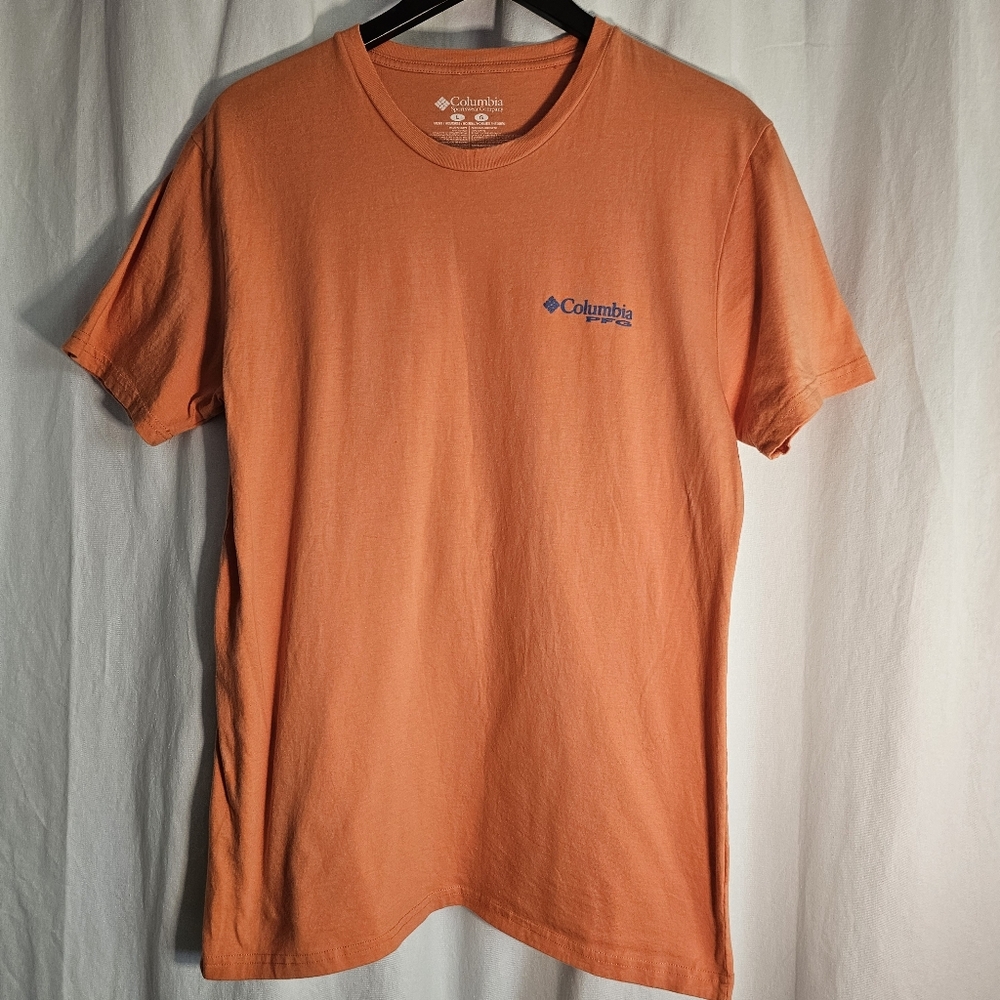 Columbia Orange Short Sleeve PFG Performance Fishing Gear Tee